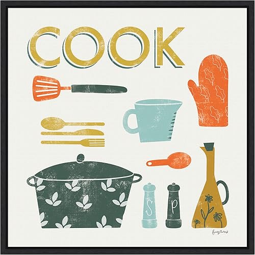 Miniatura 18 de Amanti Art Framed Canvas Wall Art 16x16 Retro Kitchen III Cook by Becky Thorns, Framed Wall Art Canvas, Cuisine Artwork, Traditional Decor, Small