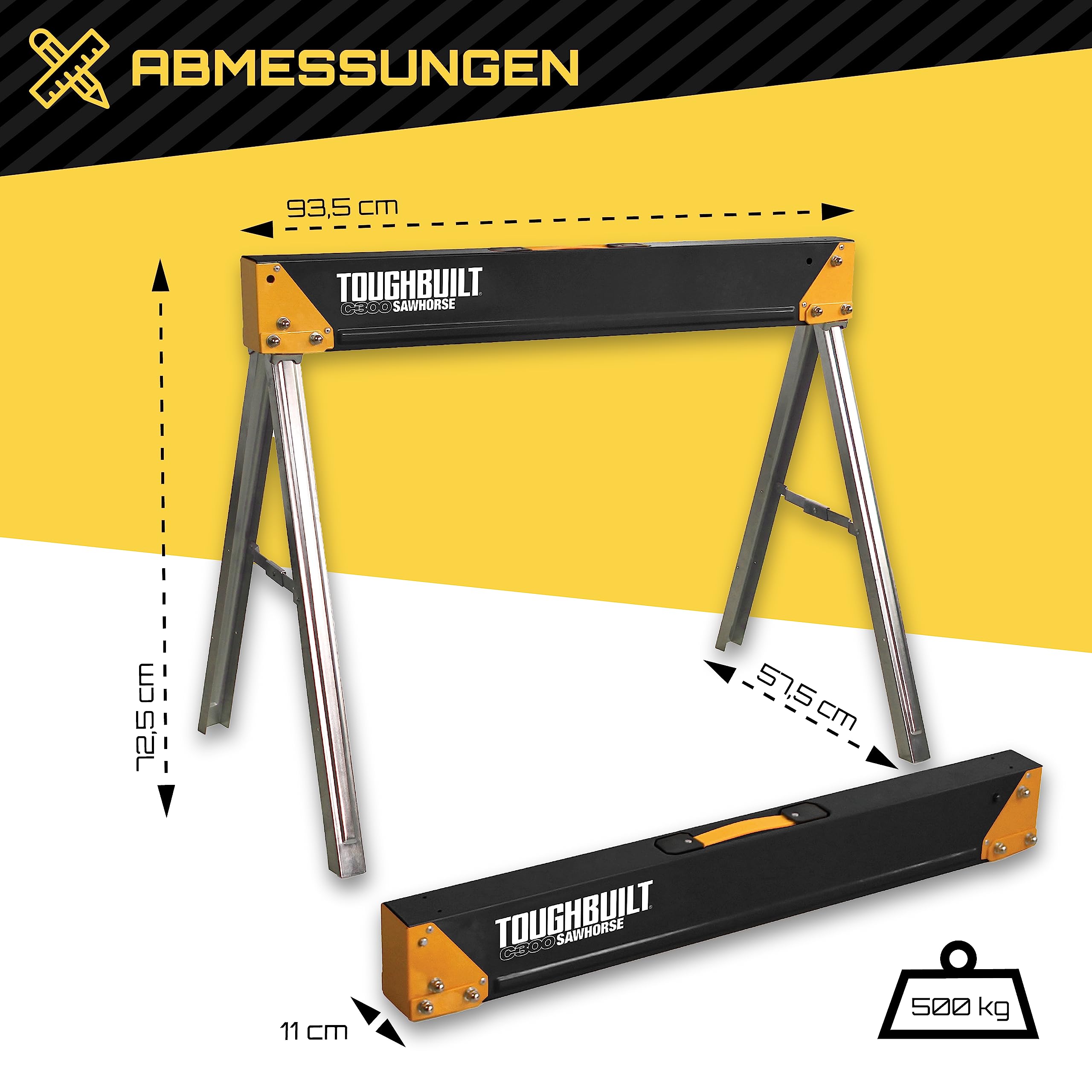 ToughBuilt C300 Sawhorse, Black and Yellow