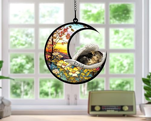 Miniatura 276 de Chow Chow Dog Memorial Suncatcher, adorno de Navidad Chow Chow con nombre, atrapador de pérdida de mascotas, regalos para los amantes de los perros