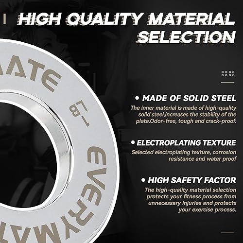 Miniatura 4 de EVERYMATE Juego de 8 placas de peso fraccionarias de 0.25 libras, 0.5 libras, 0.75 libras, 1 libra, para pesas olímpicas para entrenamiento de