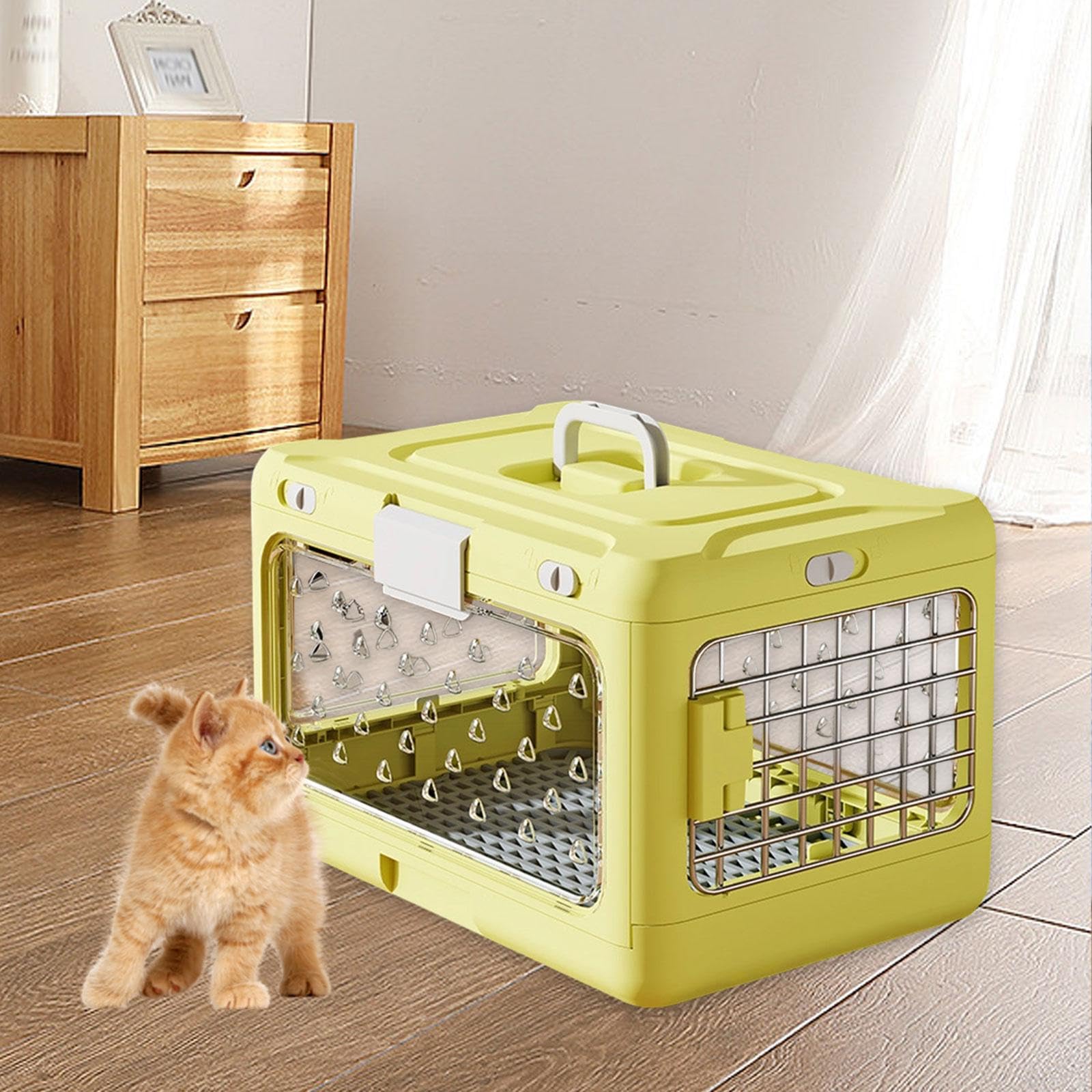 Transportín Plegable para Cachorros Y Gatos, Resistente, Transparente Y Portátil, para Mascotas, Conejos, Cachorros, Perros Pequeños Y Gatitos.