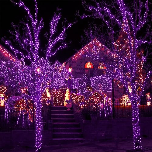 Miniatura 3 de WATERGLIDE Guirnalda de 1000 luces LED de Halloween, 328 pies, alambre verde, luces LED decorativas con control remoto y 8 modos, impermeable para