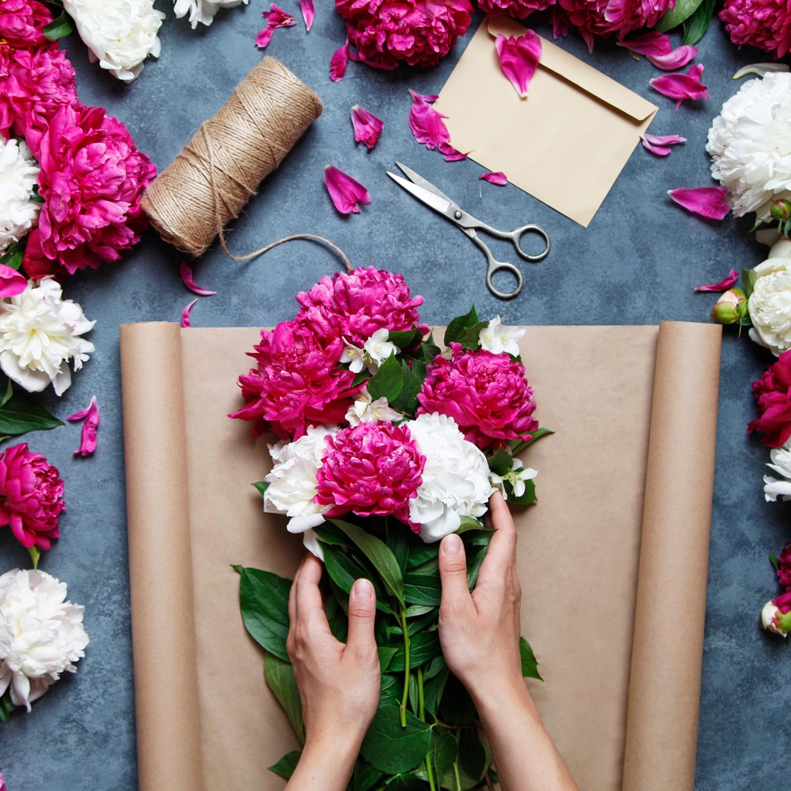 QUARKZMAN Carta da Regalo in Tessuto Marrone 19,69x27,56 Pollici per Forniture Bouquet Fiorista Decorazioni Fai-Da-Te Confezioni Regalo/Scatole Regalo, Confezione da 40