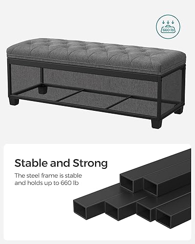 Miniatura 4 de SONGMICS Banco otomano de almacenamiento, reposapiés con patas, 15.7 x 43.3 x 15.7 pulgadas, banco de extremo de cama, baúl de almacenamiento, carga