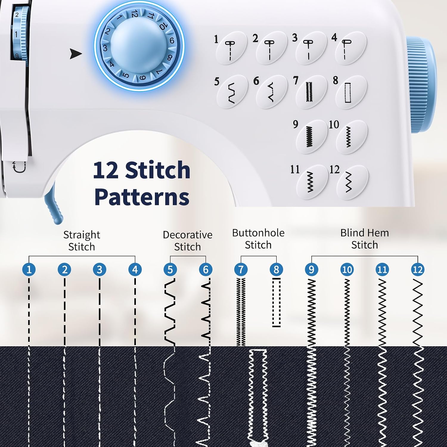 Mini Sewing Machine for Beginners & Kids with Extension Table, Portable | 12 Built-in Stitch Patterns, 2-Speed Foot Pedal, Upgrade Sewing Kit, Perfect for Teaching Daughter & Grandaughter to Sew