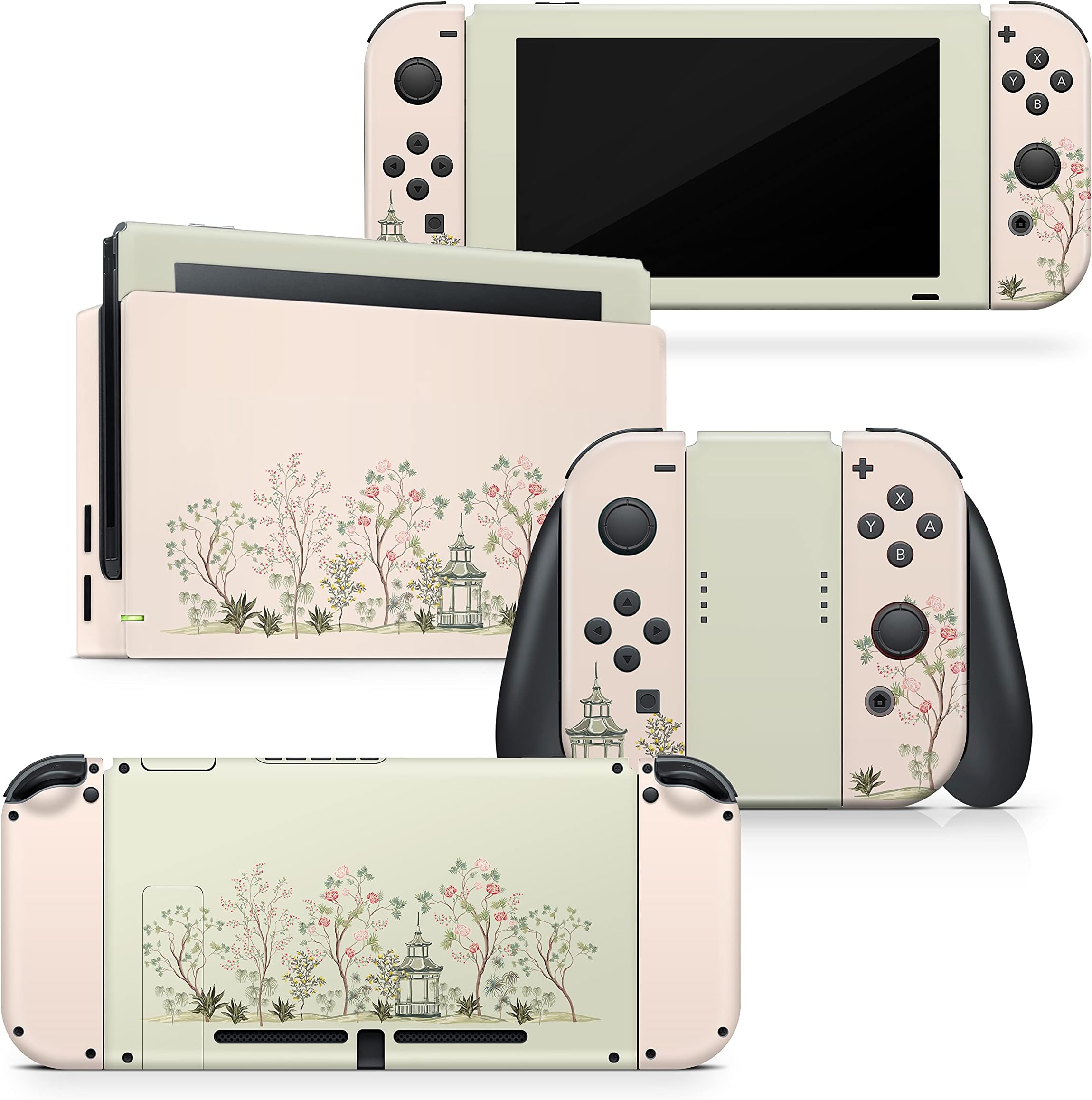 Japanese Cherry Blossom Compatible with Nintendo Switch Skin Wrap Cover, Beige Color for Nintendo Switch Stickers, Premium Vinyl 3M Full Wrap Decal (Switch (2017))