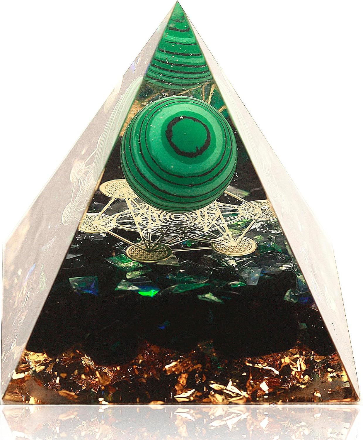 EternalOrgone Orgonite Pyramids Money Healing Crystals Pyramid for Positive Energy Rose Quartz with Amethyst Stone Real Small Pyramid 50mm Promotes Wealth and Charm