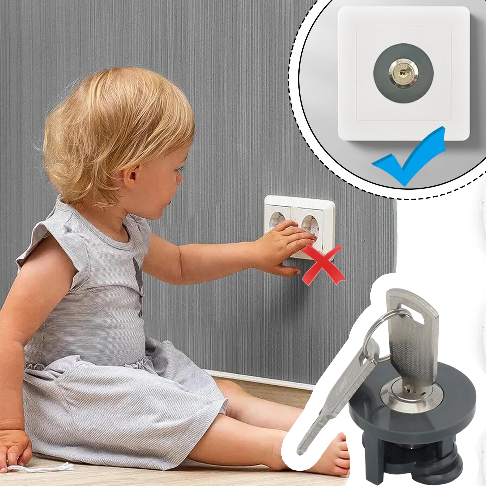 2 Pièces Verrou de Prise,Prise verrouillable,Prise Empêche,Verrou de contact pour prise électrique de sécurité,pour prises Allemagne，empêche Le vol d'électricité et Les Contacts accidentels.