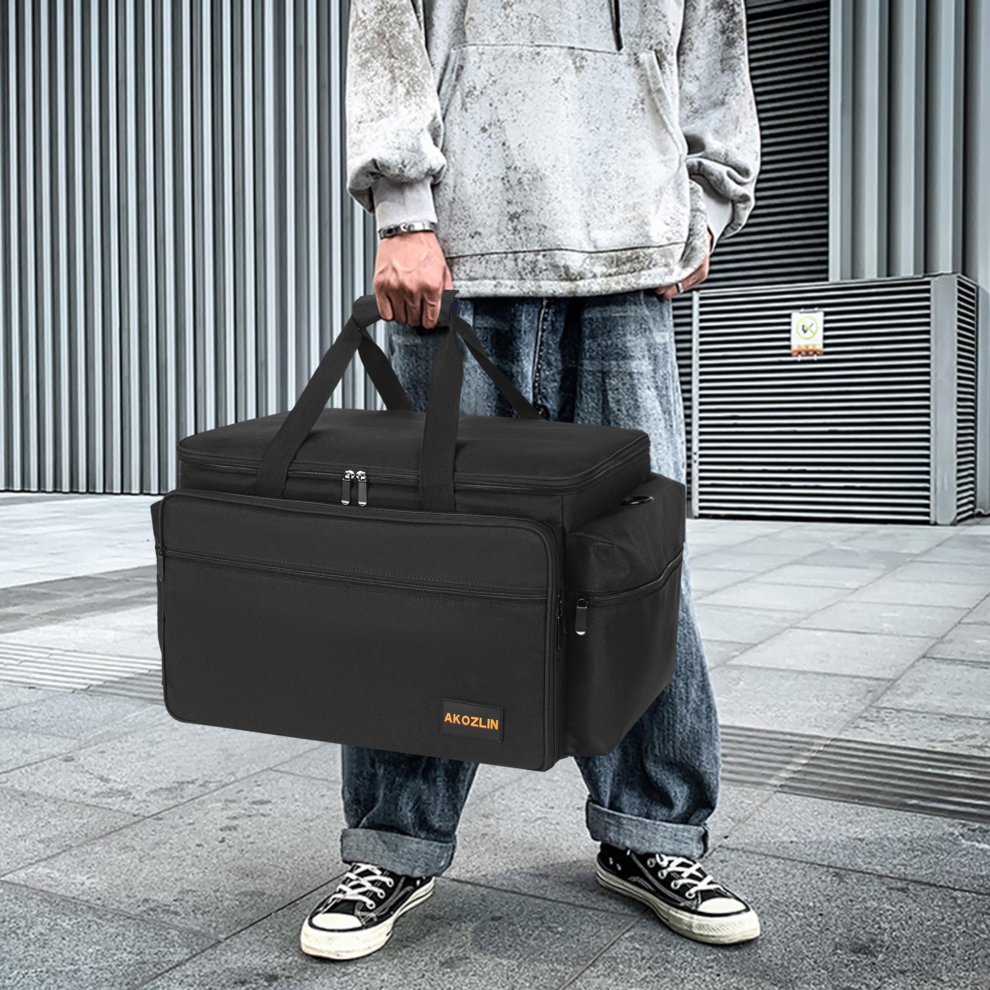 AKOZLIN Borsa per file per cavi con divisori staccabili DJ Gig Bag organizer per laptop, attrezzatura da DJ, accessori per apparecchiature musicali