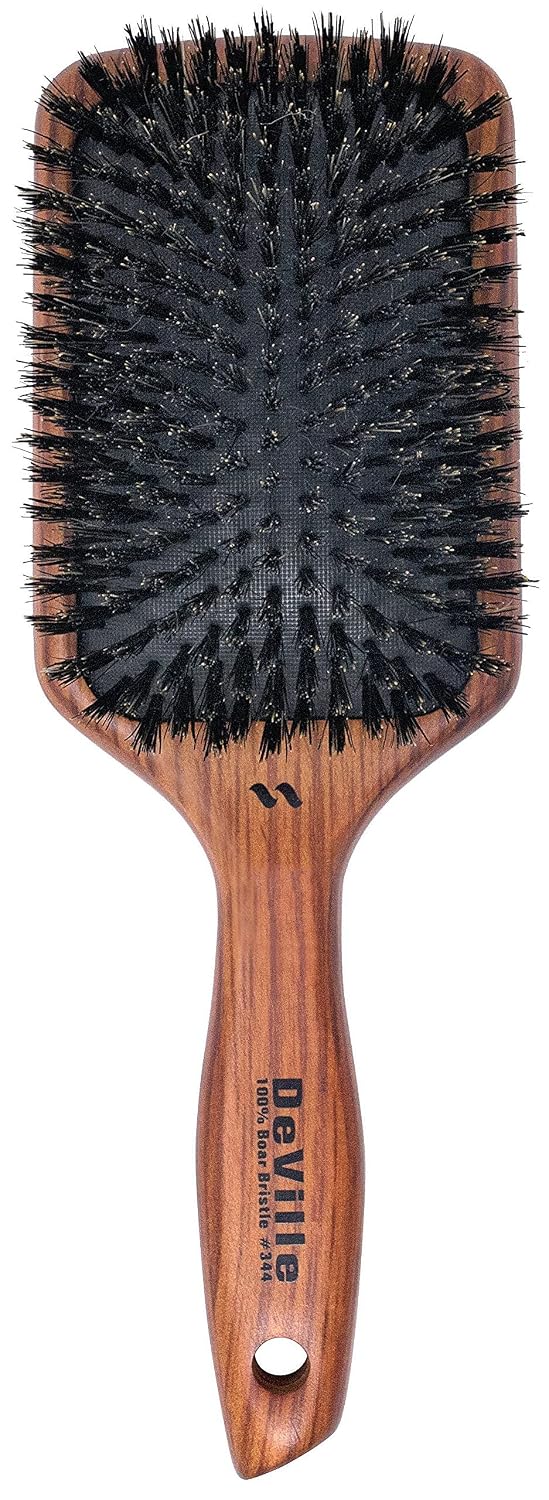 Spornette Deville 1.5 Inch Round Boar Bristle Bundle with Sculpting Hair Brush and Cushion Paddle Boar Bristle for Short, Curly, Frizzy, Thin, Thick Hair - Brown, Unisex