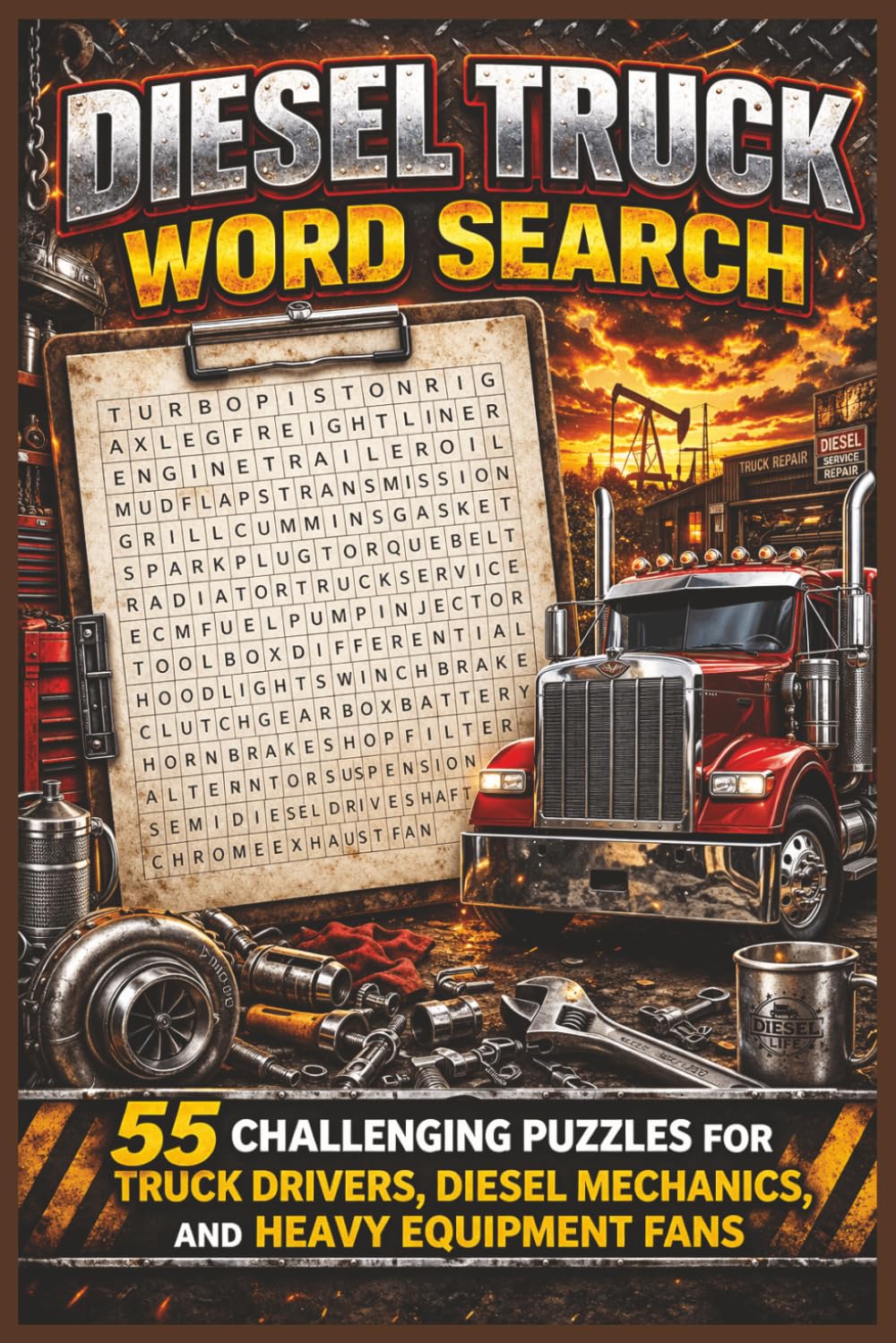 Diesel Truck Word Search: A Big Rig and Diesel Engine Puzzle Book Featuring Truck Parts, Tools, Repairs, and Heavy Equipment Vocabulary for Adults and Teens