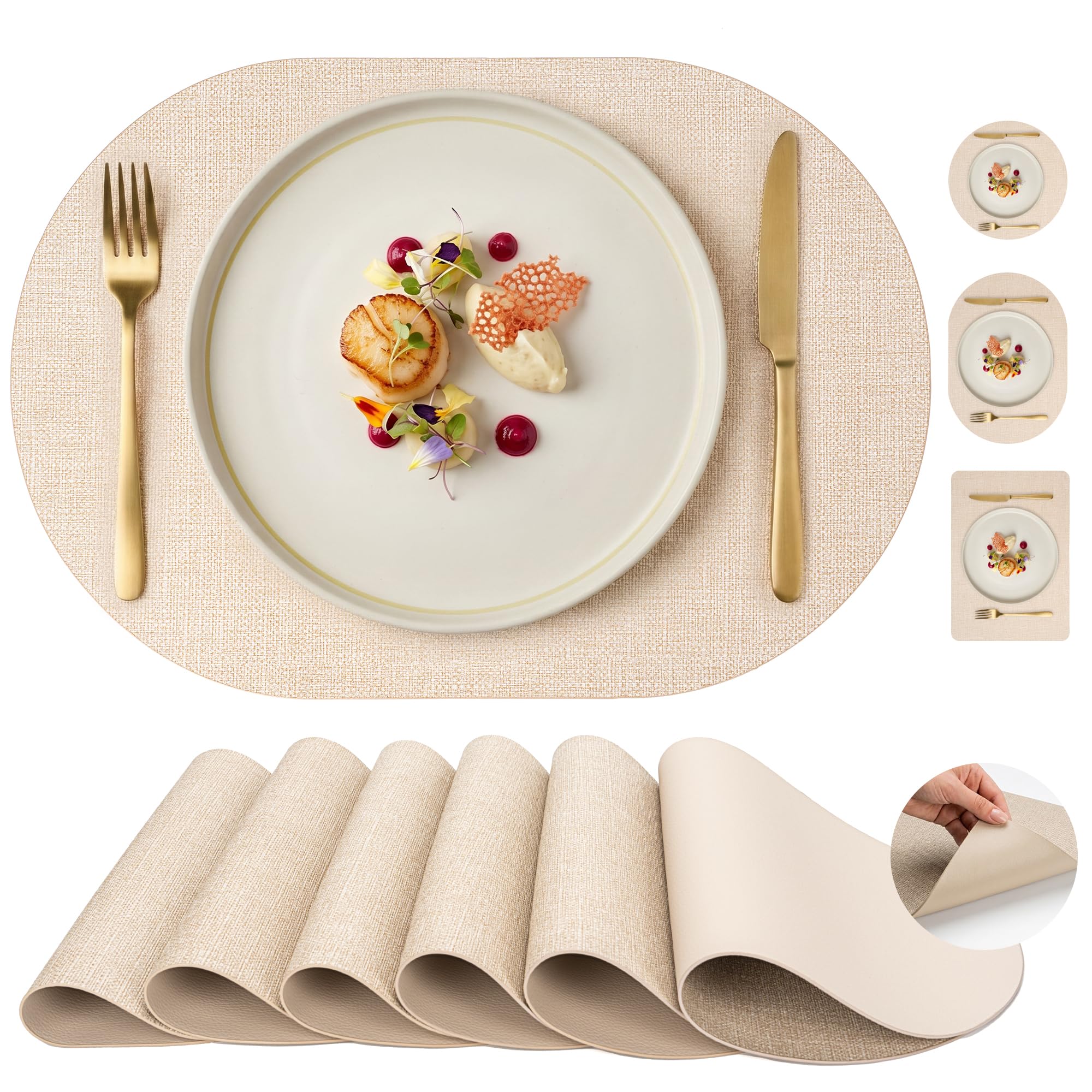 PROMATTOO Faux Leather Placemats Set of 6
