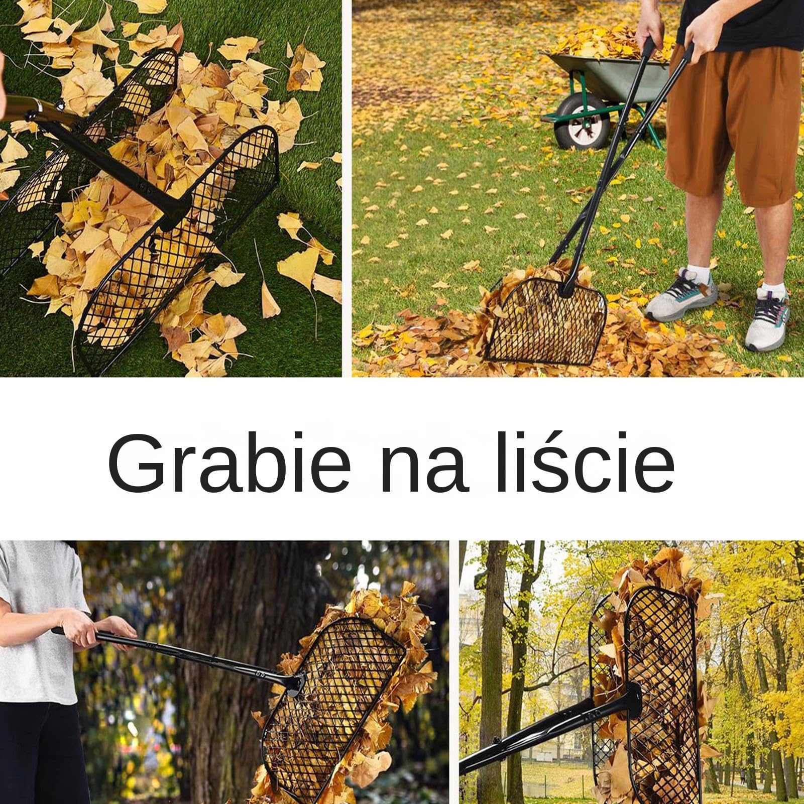 Trawnikowe Szerokie Antypoślizgowe Z Długim Trzonkiem Do Zbierania | Grabnie Ogrodowe Do Liści Bez Schylania Do Czyszczenia Ogrodu Trawnika Podjazdu Ścieżki Z Resztek Roślinnych i Śmieci
