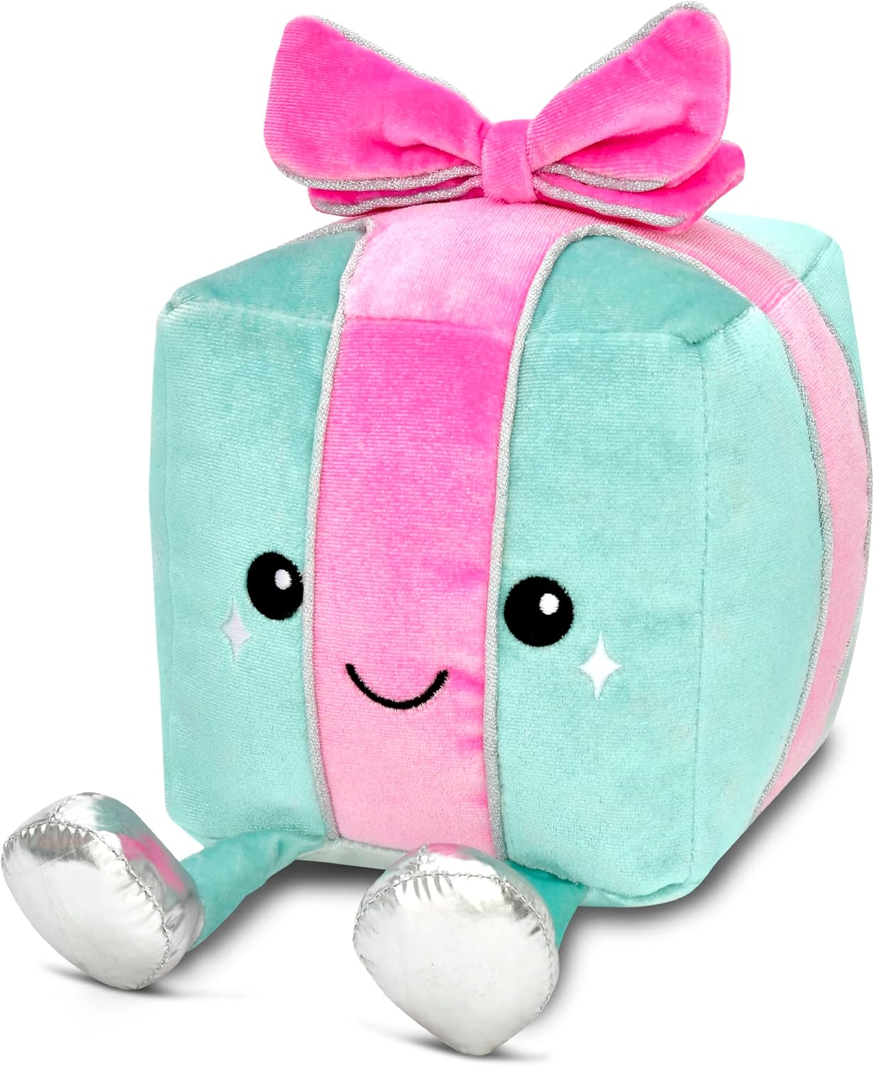 iscream Present with a Bow 6" Embroidered Accent Plush Mini Holiday Pillow