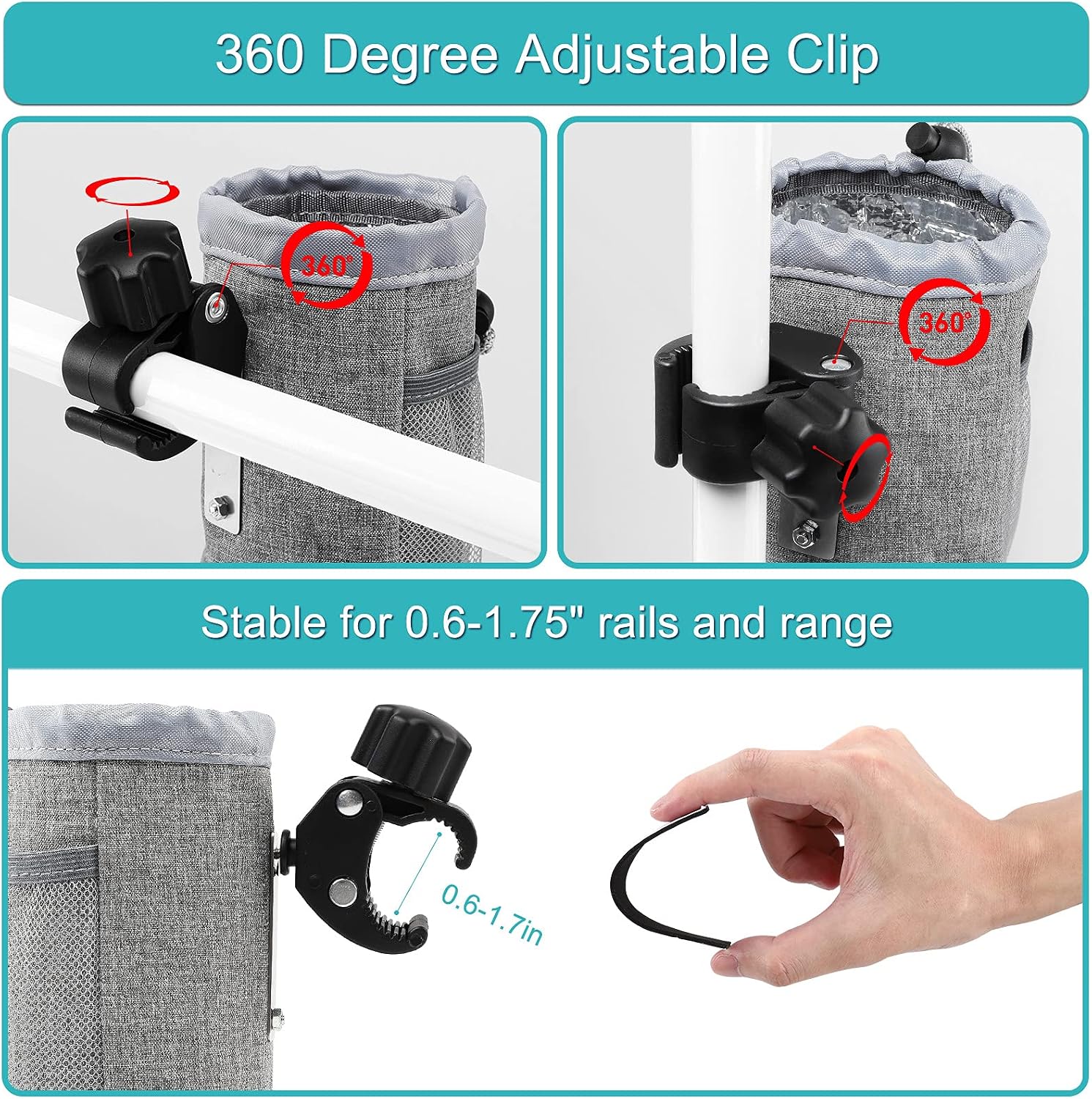 Accmor Universal Stroller Cup Holder with Phone Holder,Insulated Cup Holder for Stroller Bike Wheelchair Walker Scooter