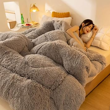 HUHJYUGE Super Warm Mink Velvet Fabric Wintering Quilt, Luxury Plush Shaggy Faux Fur Comforter, Wintering Soft Warm Thick Fluffy Hypoallergenic Comforter, Crystal Velvet Reverse F 180x220cm4kg