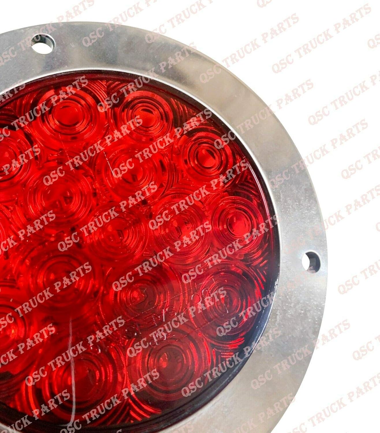 QSC Truck Parts 4" Round Stainless Steel Red 16 LED Truck Brake Stop Turn Tail Lights 2 PCS