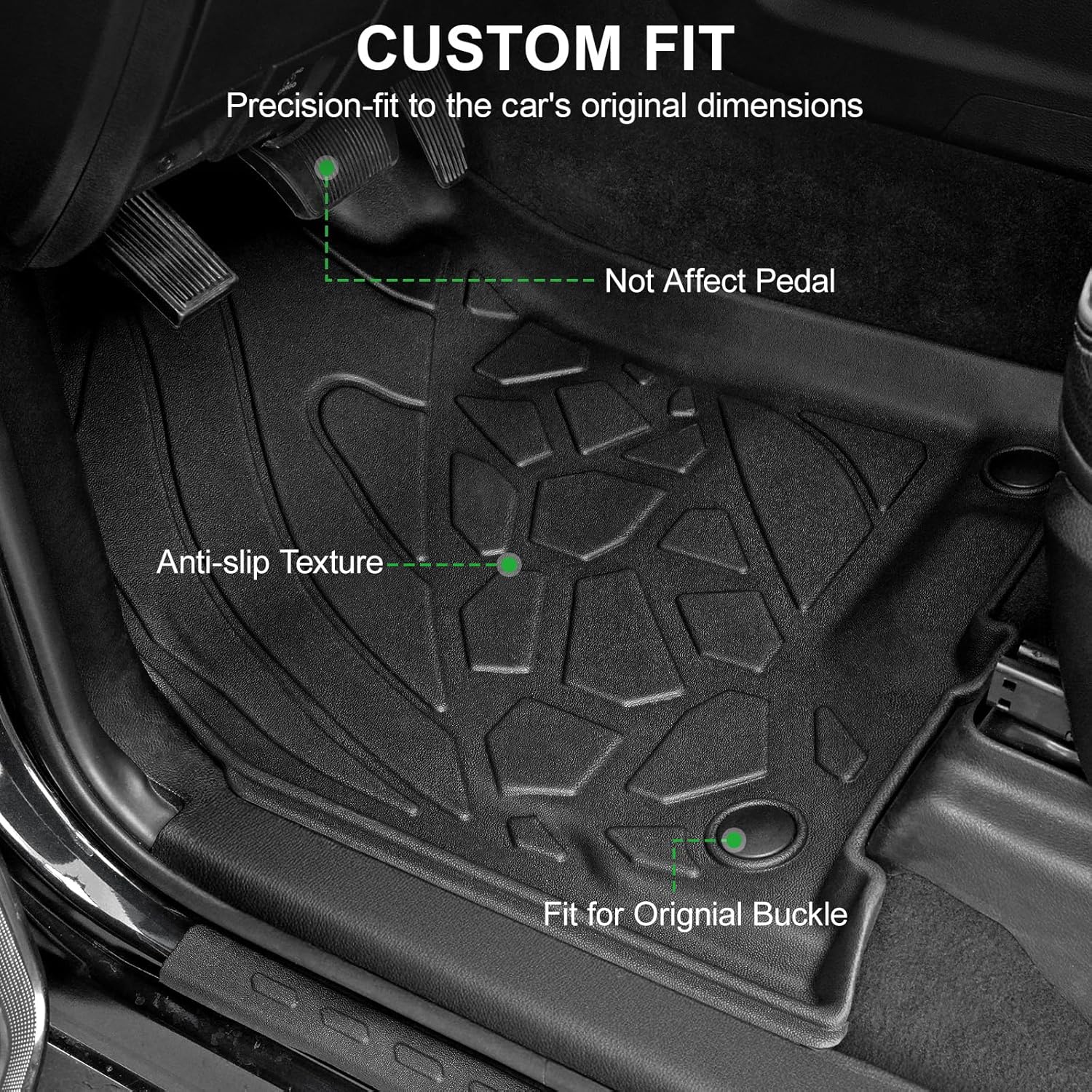Floor Mats for 2019-2025 2026 Dodge Ram 2500/3500 Crew Cab with Bucket Seat (Not for PTO KIT Models), TPE All Weather Durable Floor Liners Door Sill Guards for Dodge Ram 2500 Accessories - Image 2