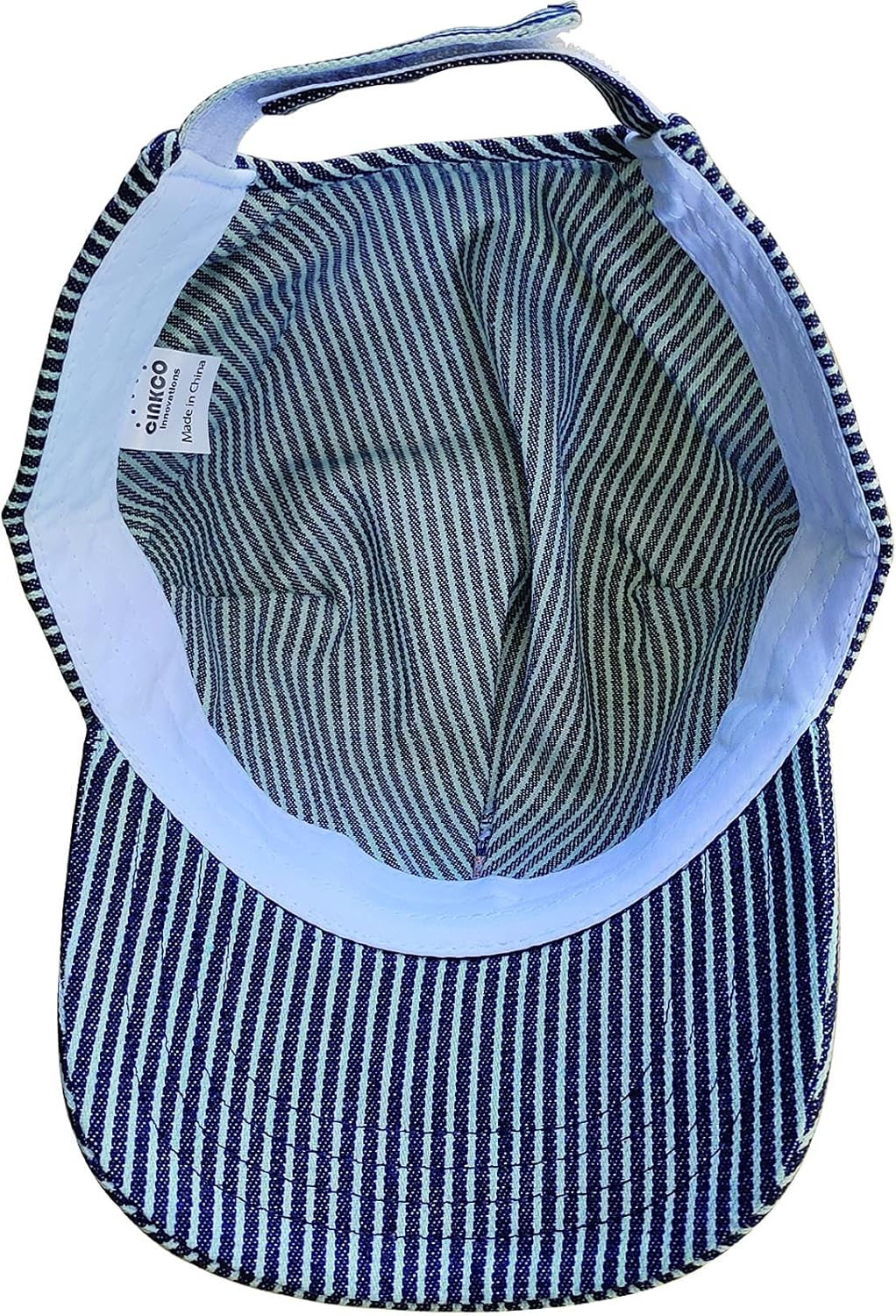 CINKCO Conductor Hat Classic Blue/White Stripes Train Engineer Cap Adjustable Hat