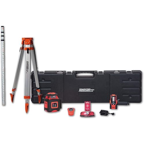Johnson Level & Tool 40-6541 High Accuracy Dual Slope Rotary Laser System, Red, 1 ‎Kit