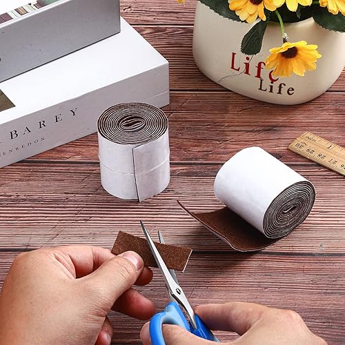 Miniatura 5 de Shappy Paquete de 2 tiras de fieltro con parte trasera adhesiva, rollo de cinta de fieltro, antideslizantes, autoadhesivas, cortables, almohadillas