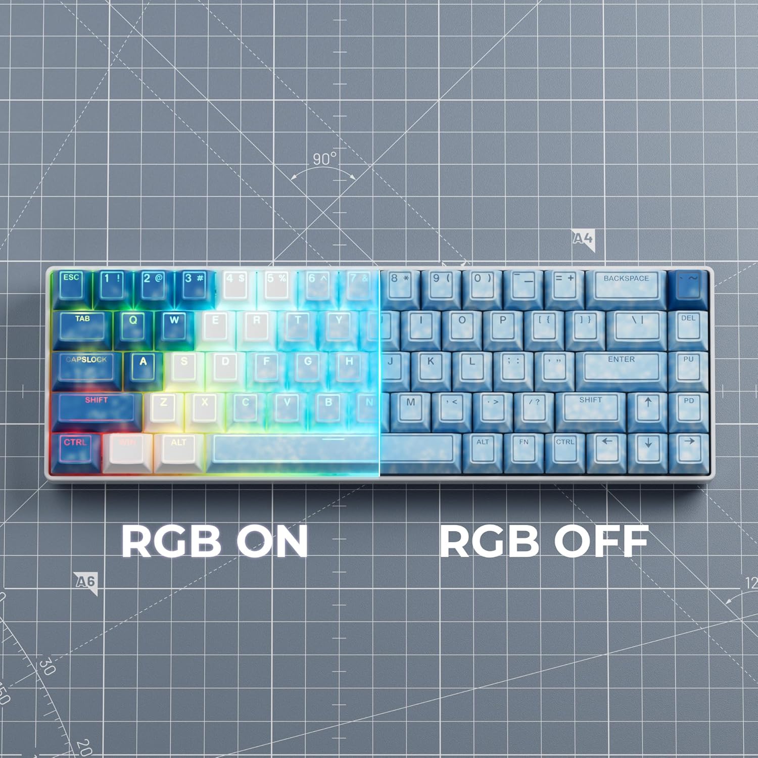 GMKWTL XVX Shine Through Blue Keycaps, Doubleshot PBT Keycap Set Cherry Profile, 142 Keys Keyboard Keycaps, Universal Compatiability with 60%, 65%, 75%, 100% Mechanical Keyboard
