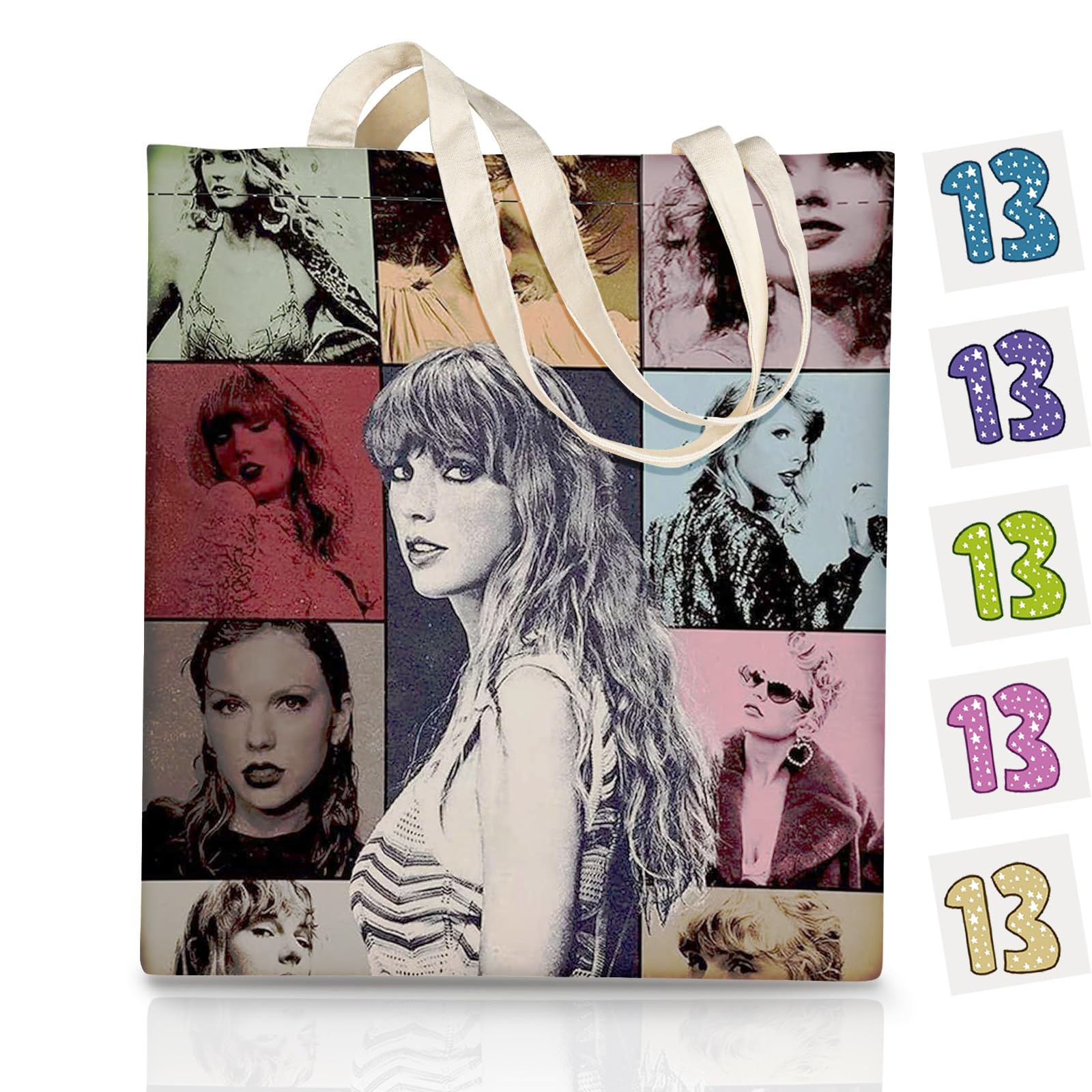 Singer Tote Bags for Women, Canvas Casual Shopping tote Bag, Album Inspired Bag, with 5 TS Tattoo