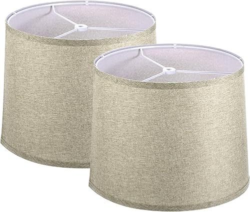 Miniatura 8 de PATIKIL Pantallas para lámparas de mesa de 11.4 pulgadas superior x 12.6 pulgadas inferior x 9.8 pulgadas de alto, pantallas de lámpara de tambor
