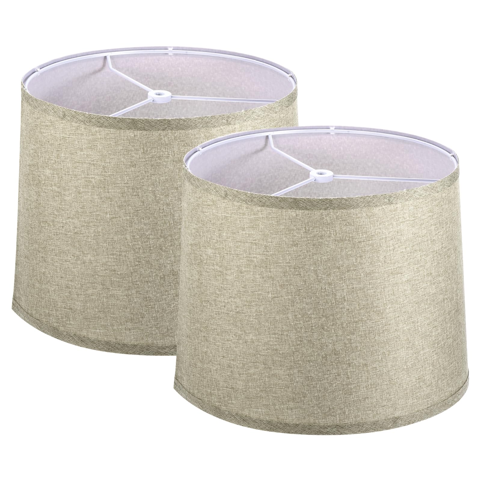 PATIKIL Lamp shades for Table Lamps Set of 2, 11.4" Top x 12.6" Bottom x 9.8" High Drum Lamp shades for Floor Lamps Medium Linen Lampshade Easy