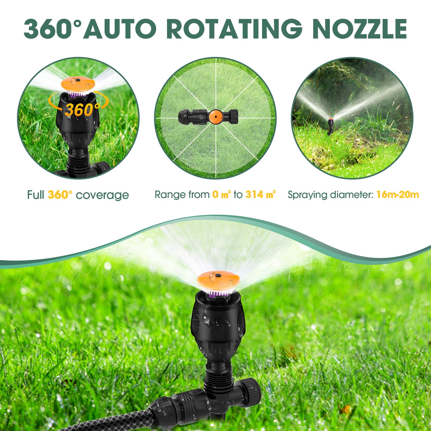 LADER Garden Above Ground Sprinkler System Kit For Lawn