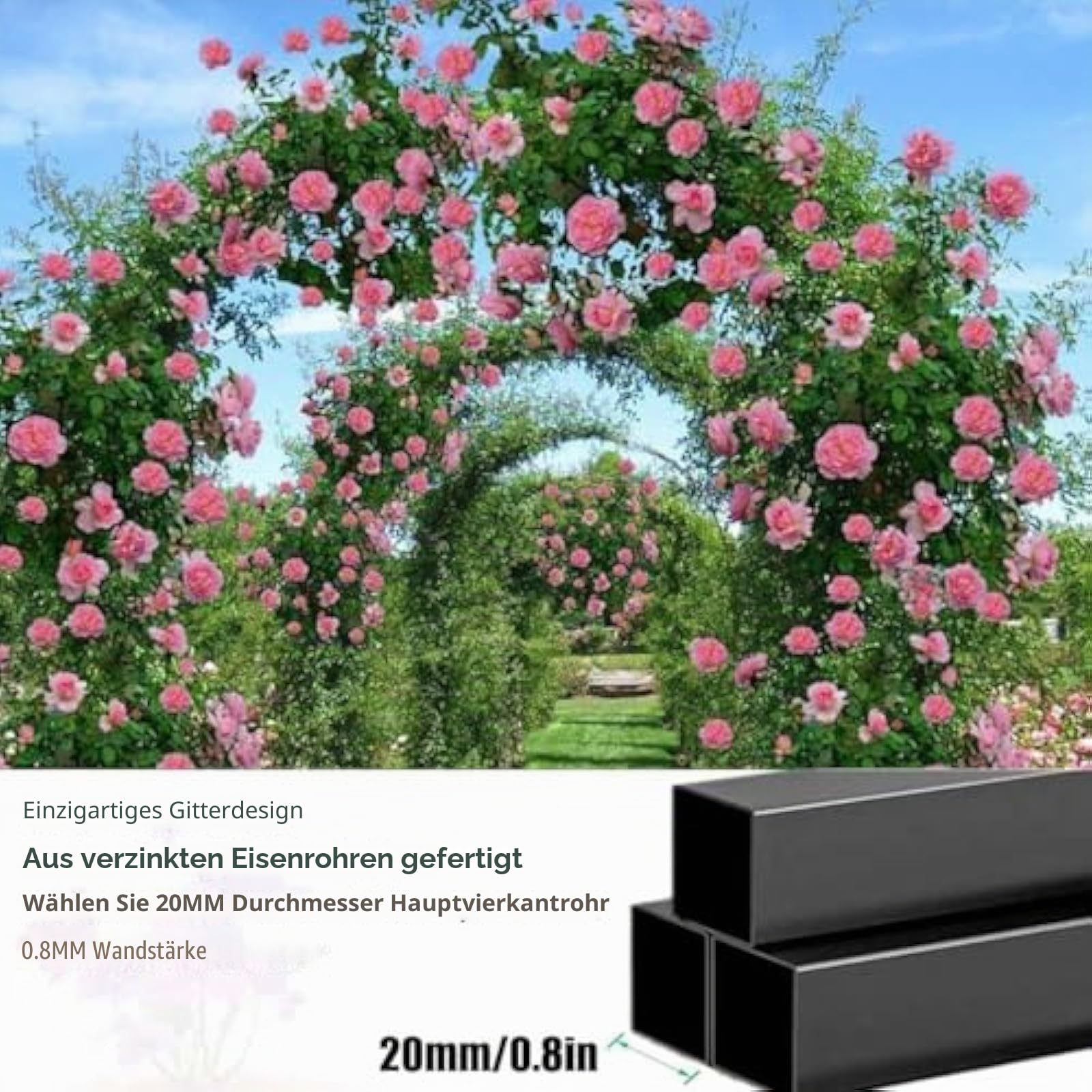 Gartenbogen Metall Torbogen Wetterfest Rosenbogen Rankhilfe Rankgitter Rosengestell Rankbogen Für Rankpflanzen, Rasen, Gartendekoration Breite (Brown,140x230x40cm)
