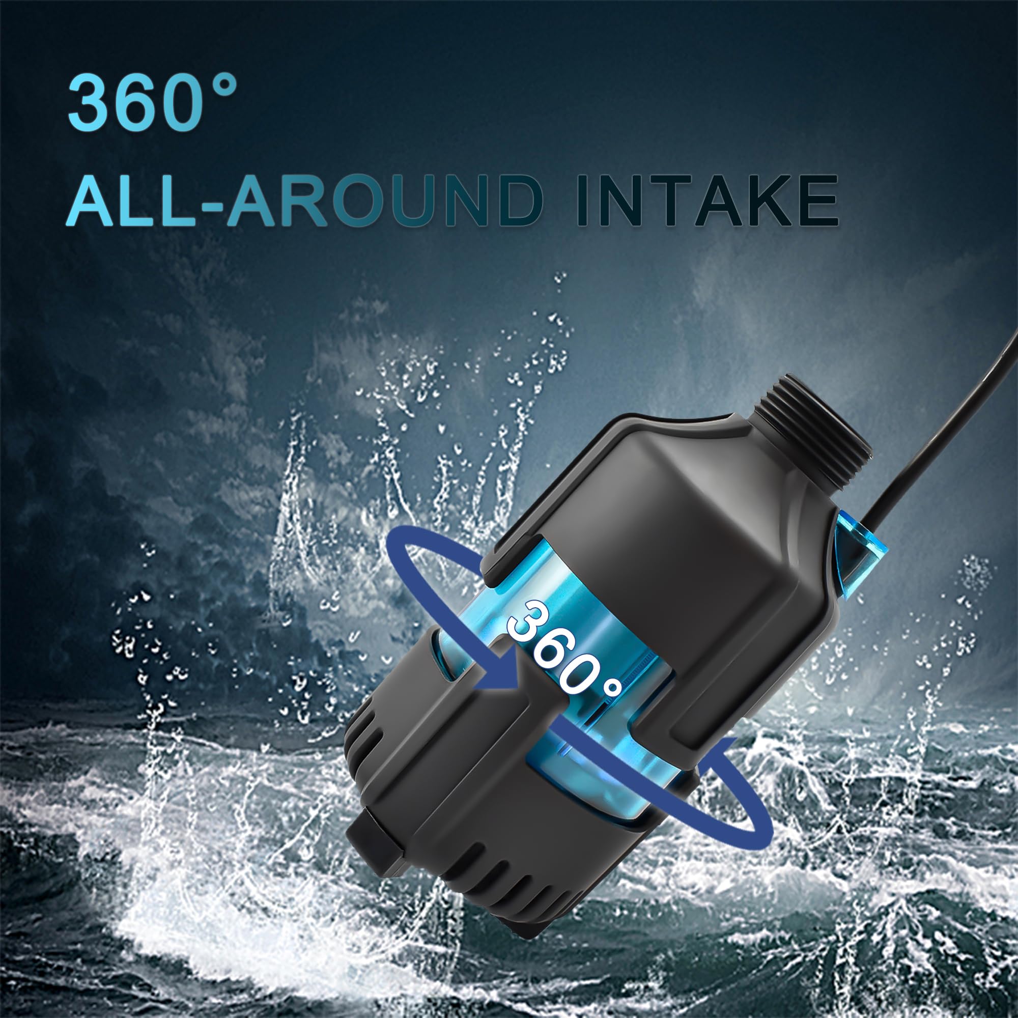 CONQUERALL CH-20 DC 24V Bomba de agua de succión inferior para acuario 500GPH Bomba sumergible de ahorro de energía de 15 pies para filtración de circulación de peceras