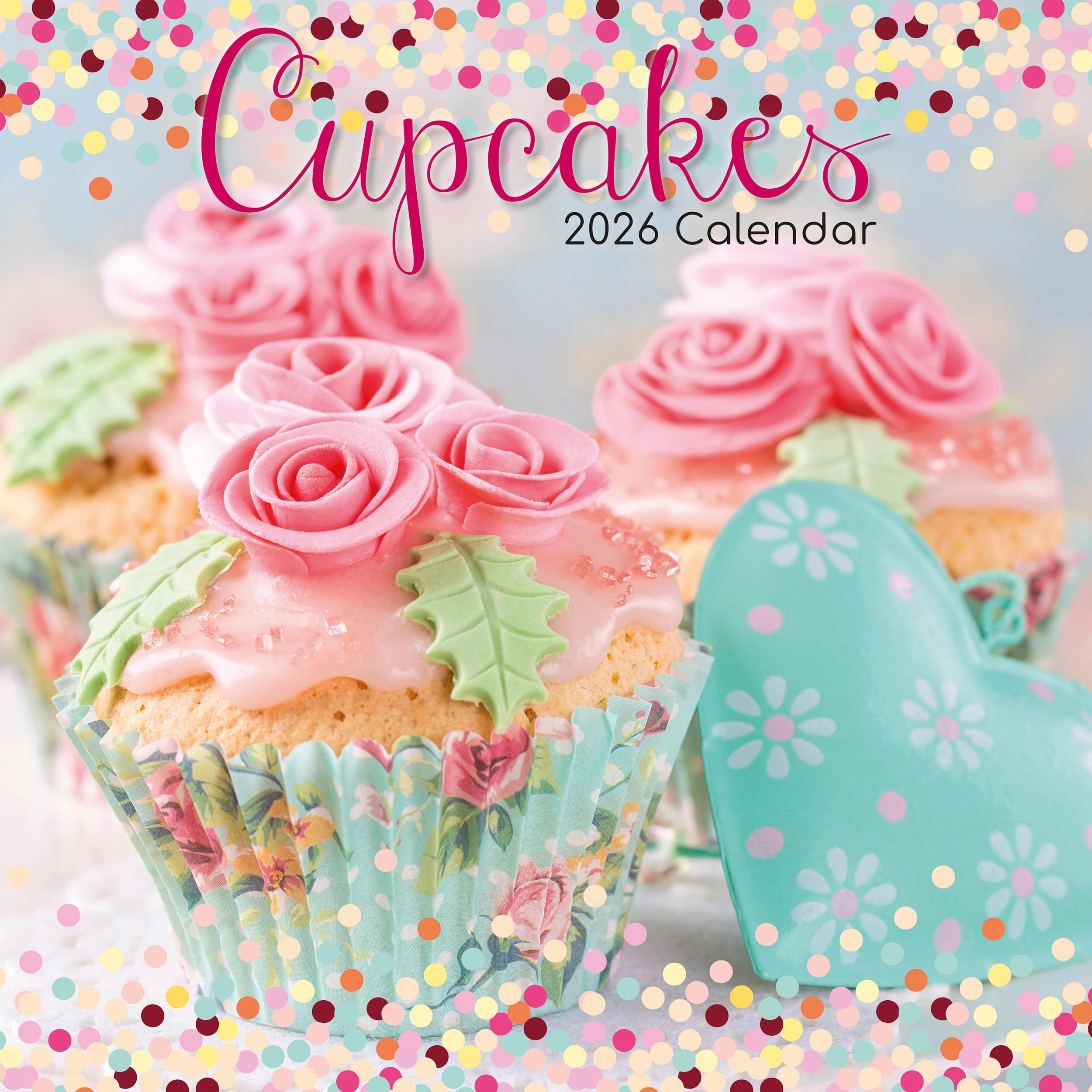 TGSC | Cupcakes 2026 Calendar 16 Month (Sept 2025-Dec 2026) Family Square Wall Calendar 2026 UK | Planner with Large Grid for Home or Office Organisation - Food 2026/2025 Calendar UK