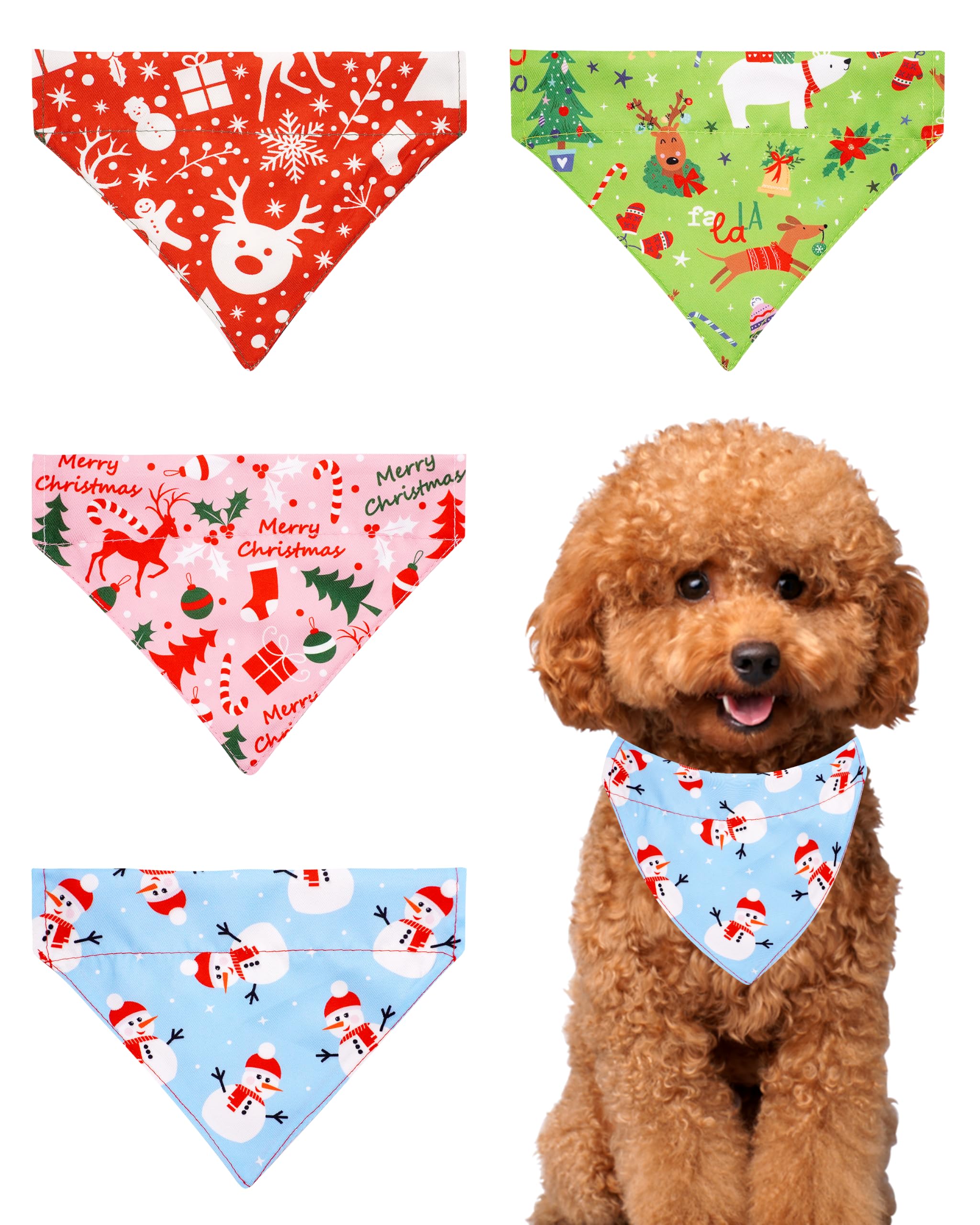 PET SHOW 4 Pack Christmas Dog Bandanas for Small Dogs Slide on Collar — image 1