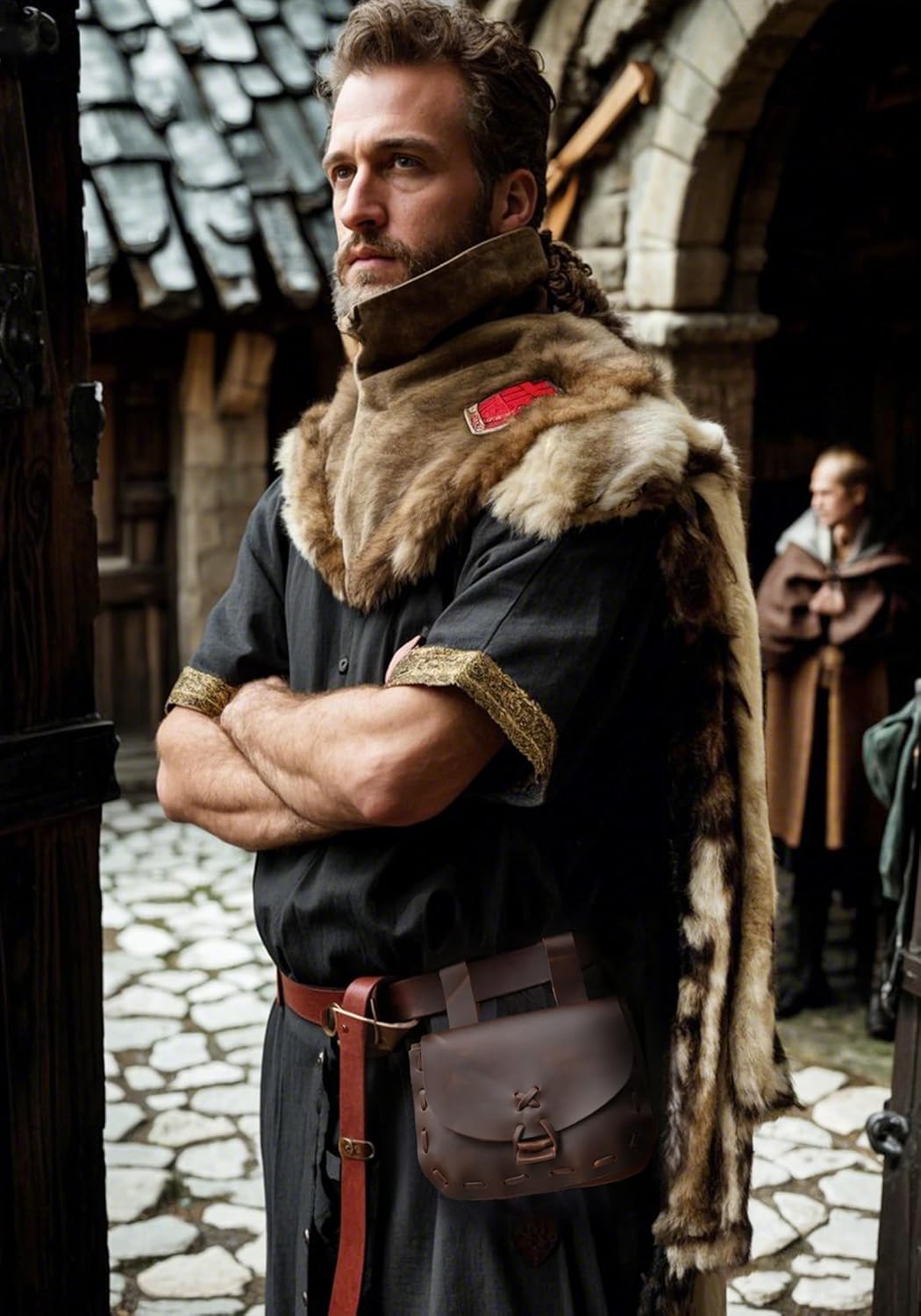 PROCOS Medieval Waist Pack Vintage Belt Pouch Waist Bag LARP Renaissance Costume Accessories for Women Men - Image 2