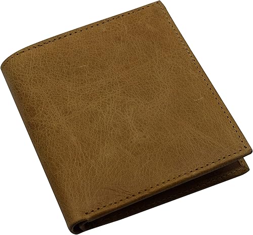 Miniatura 3 de MARSHAL RFID Bloqueo 2 ID Bifold Hipster Tarjeta de Crédito Billetera Genuina Cuero de Vaca, Beige Bronceado, Bifold