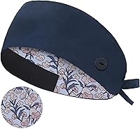 Vista 12 de QBA Gorra de trabajo ajustable con botón, gorro de trabajo de algodón, banda elástica para atar en la espalda, para mujeres y hombres, talla única