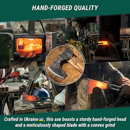 Miniatura 6 de BeaverCraft Bushcraft Hacha de tallado de madera AX6 - Hachas y hachas de campamento forjadas - Hacha de cortar madera, hachas de jardinería a mano