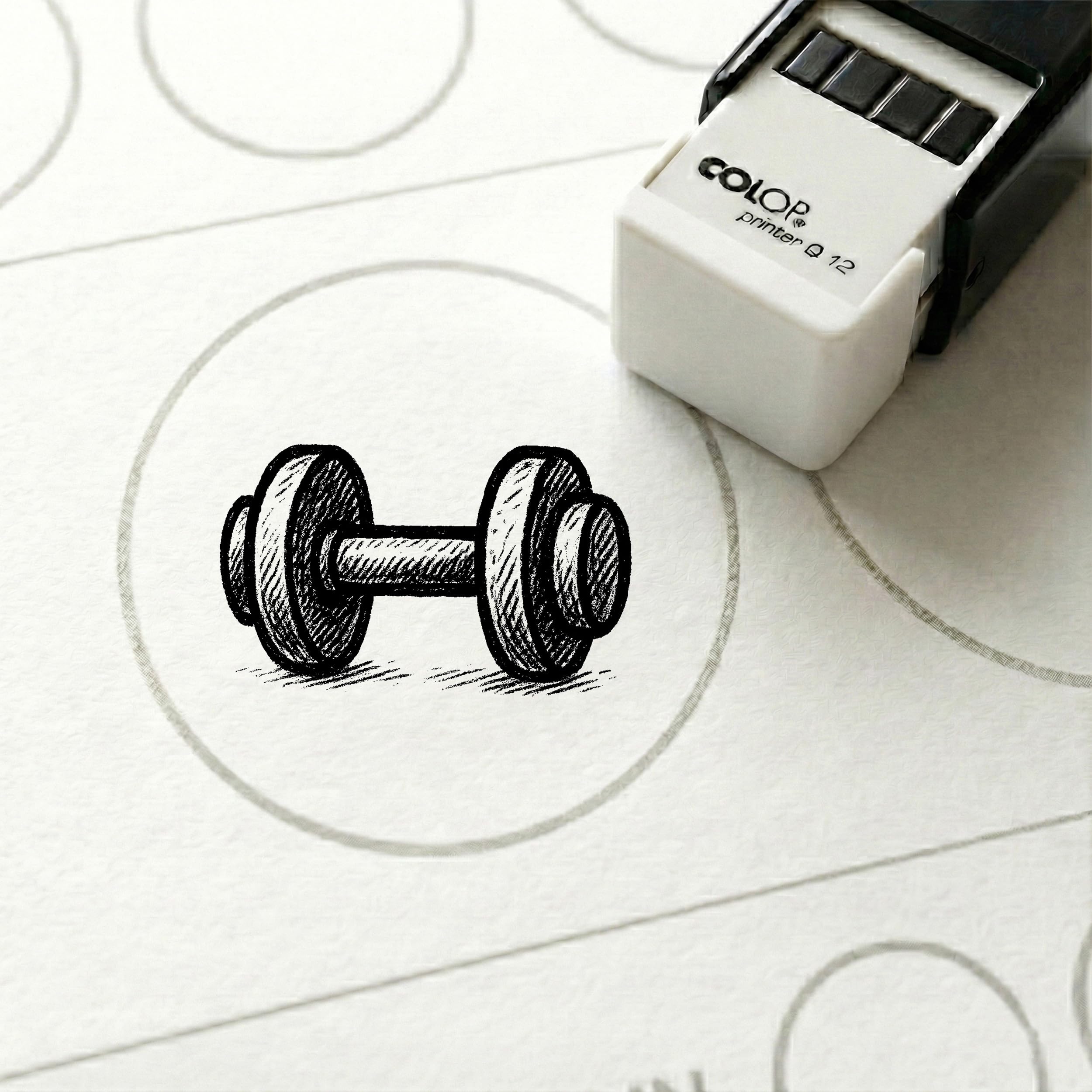 Dekolando Bonus Stamp Dumbbell 10 x 10 mm - Bonus Card Stamp for Gym Personal Trainer Strength Sports - Stamp Bonus Card Customer Card Stamp Card