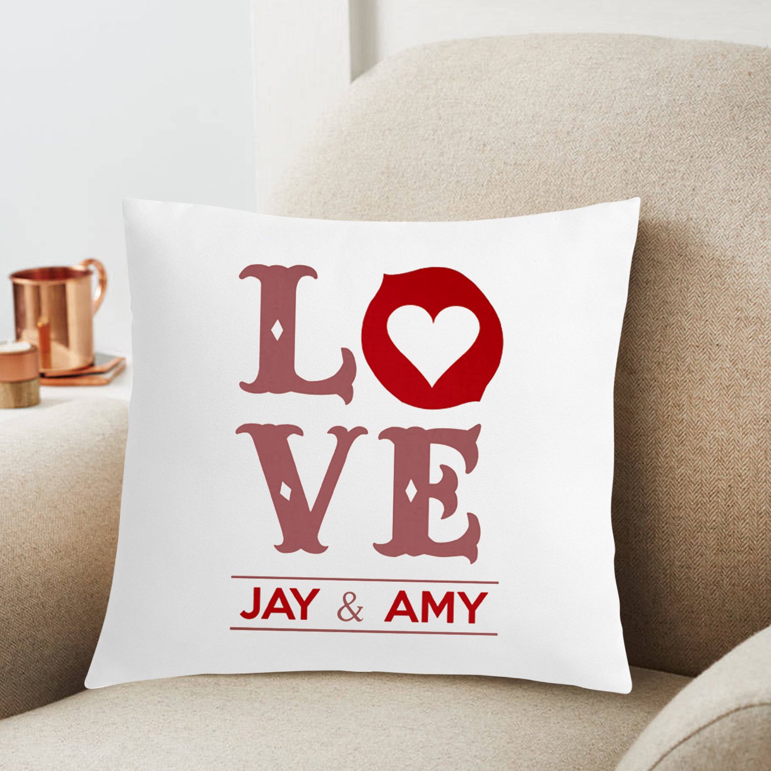 Customized Name Love You Printed Cushion 12X12 Pillow Cover with Filler- Best Love Gift Idea-image-1