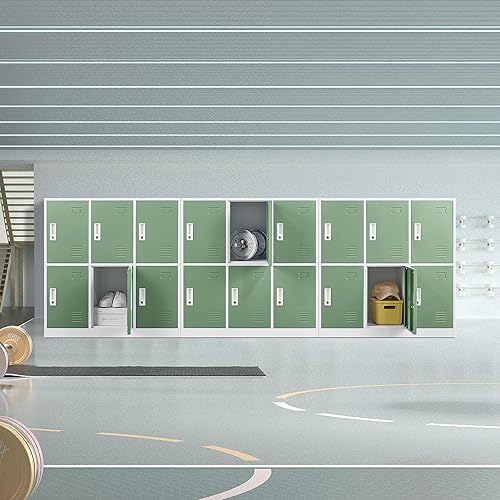 Miniatura 8 de WTRAVEL Armario de almacenamiento de acero, 2 niveles y 6 puertas, armario de almacenamiento para gimnasio, escuela, oficina, taquillas metálicas