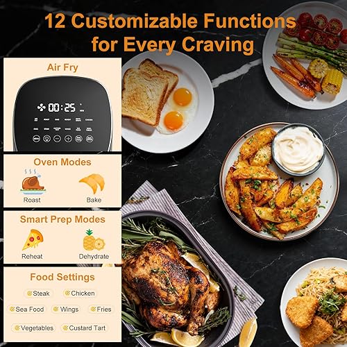 Miniatura 3 de Freidora de aire Fullwill con ventana de visualización de 6QT, multifunción de 5 en 1 (frito al aire, asado, horneado, recalentamiento,