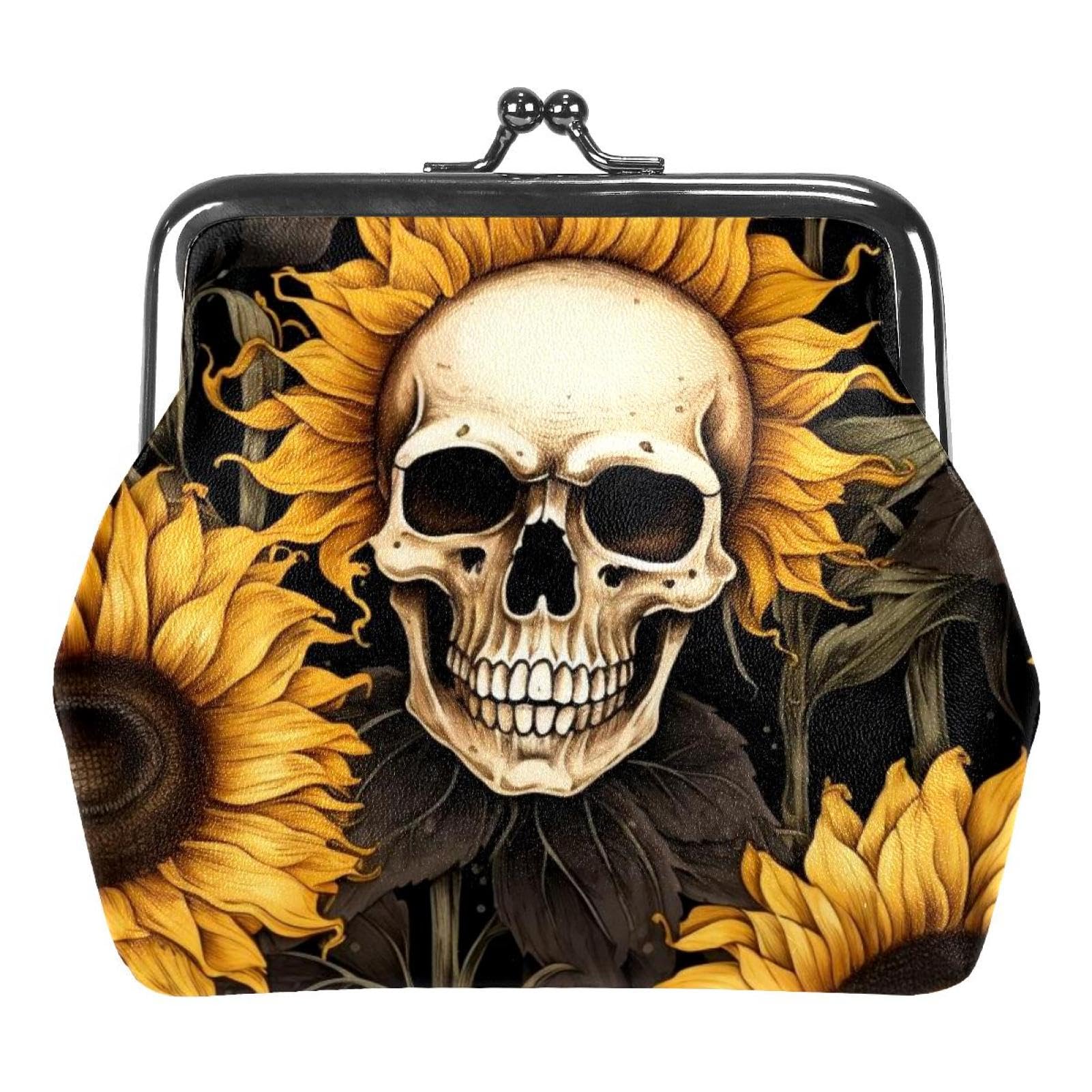 Coin Purse 骷髅向日葵37 Change Pouch Wallet for Women
