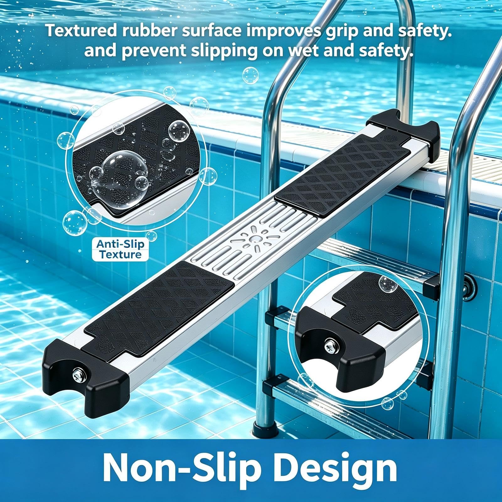 Marches d'escalier de Piscine en Acier Inoxydable 304, Capacité de 150 kg