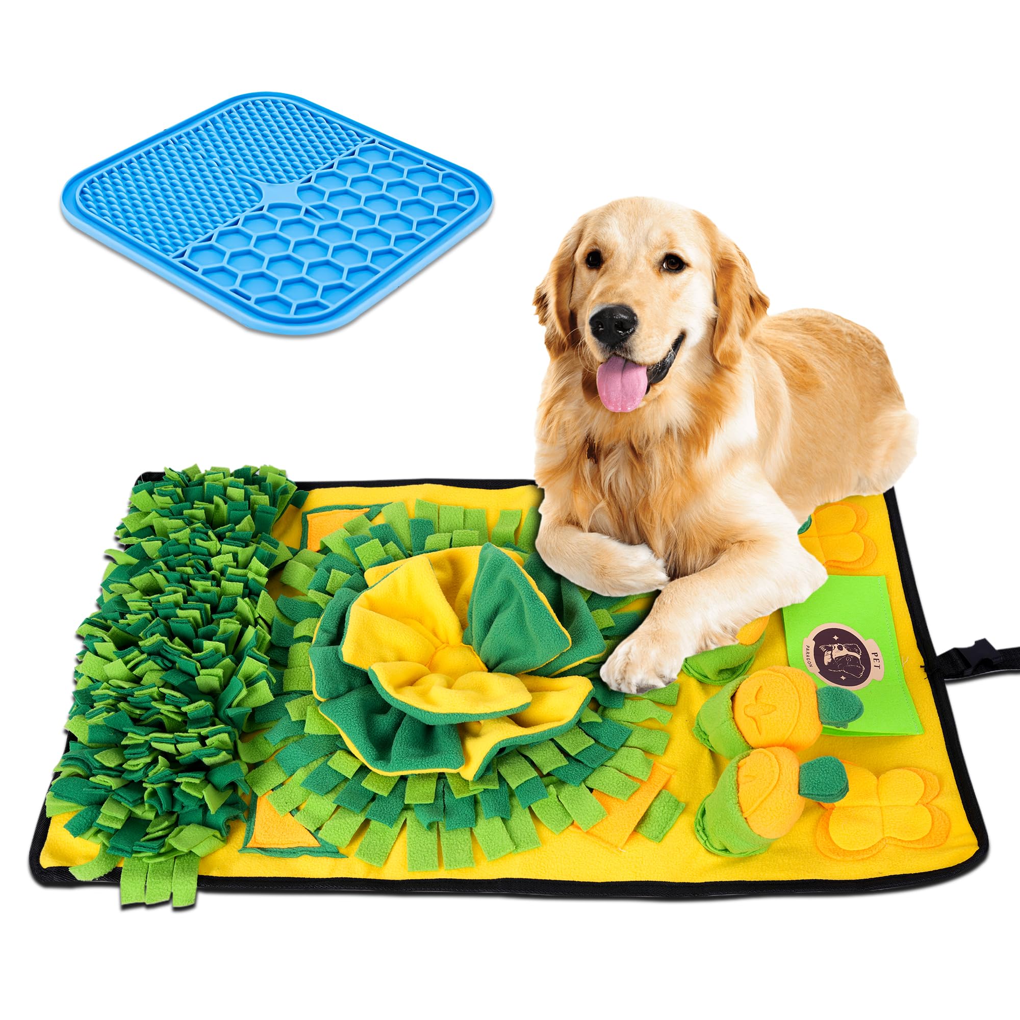 Snuffle Mat for Dogs with Lick mat for Dogs - Large Interactive Dog Toys mat for Slow Eating and Smell Training, Stress Relief Foraging Dog Puzzle Toy and Enrichment - 31”x19”
