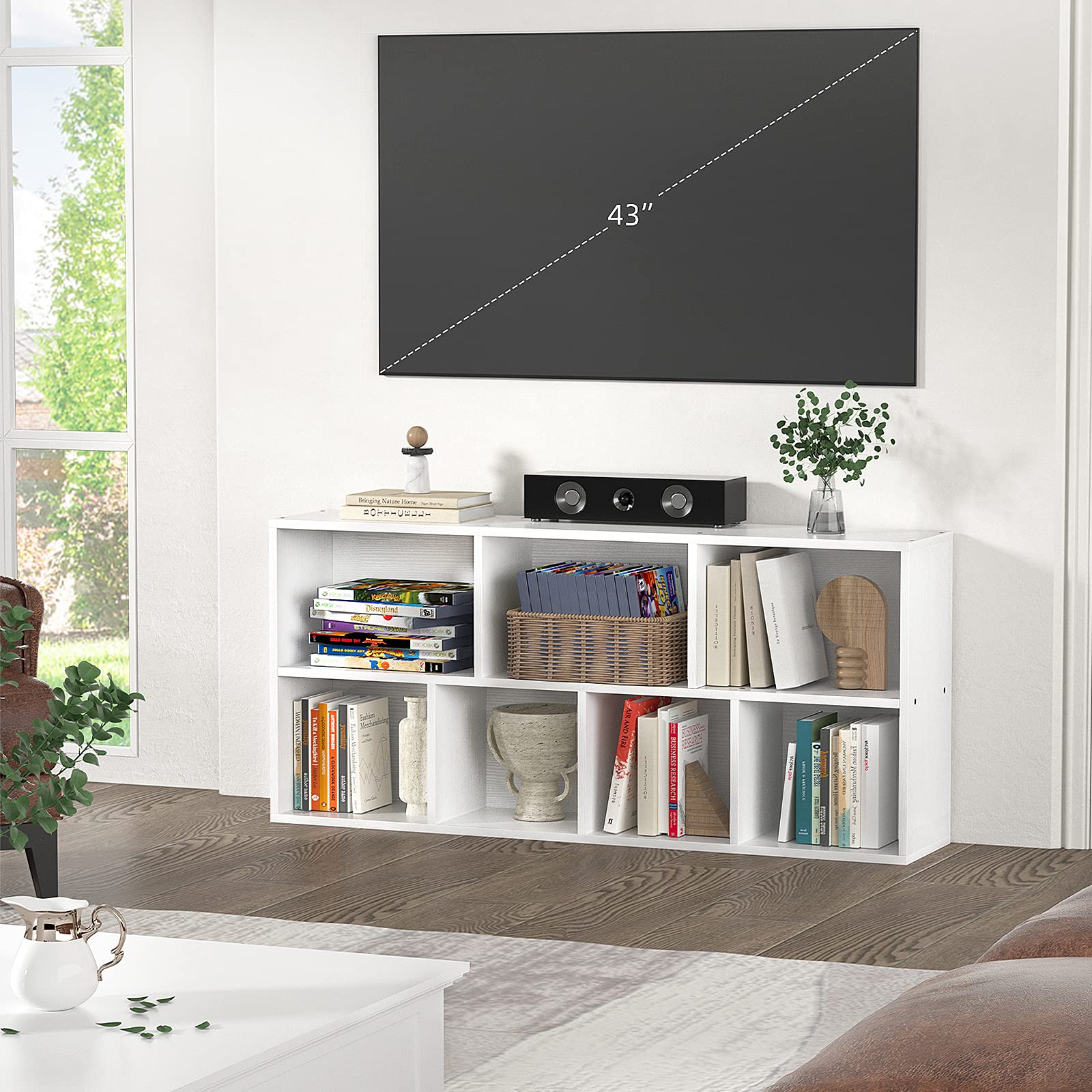 Aheaplus Bookcase Storage Shelves 7Cube Organizer Bookshelf Display