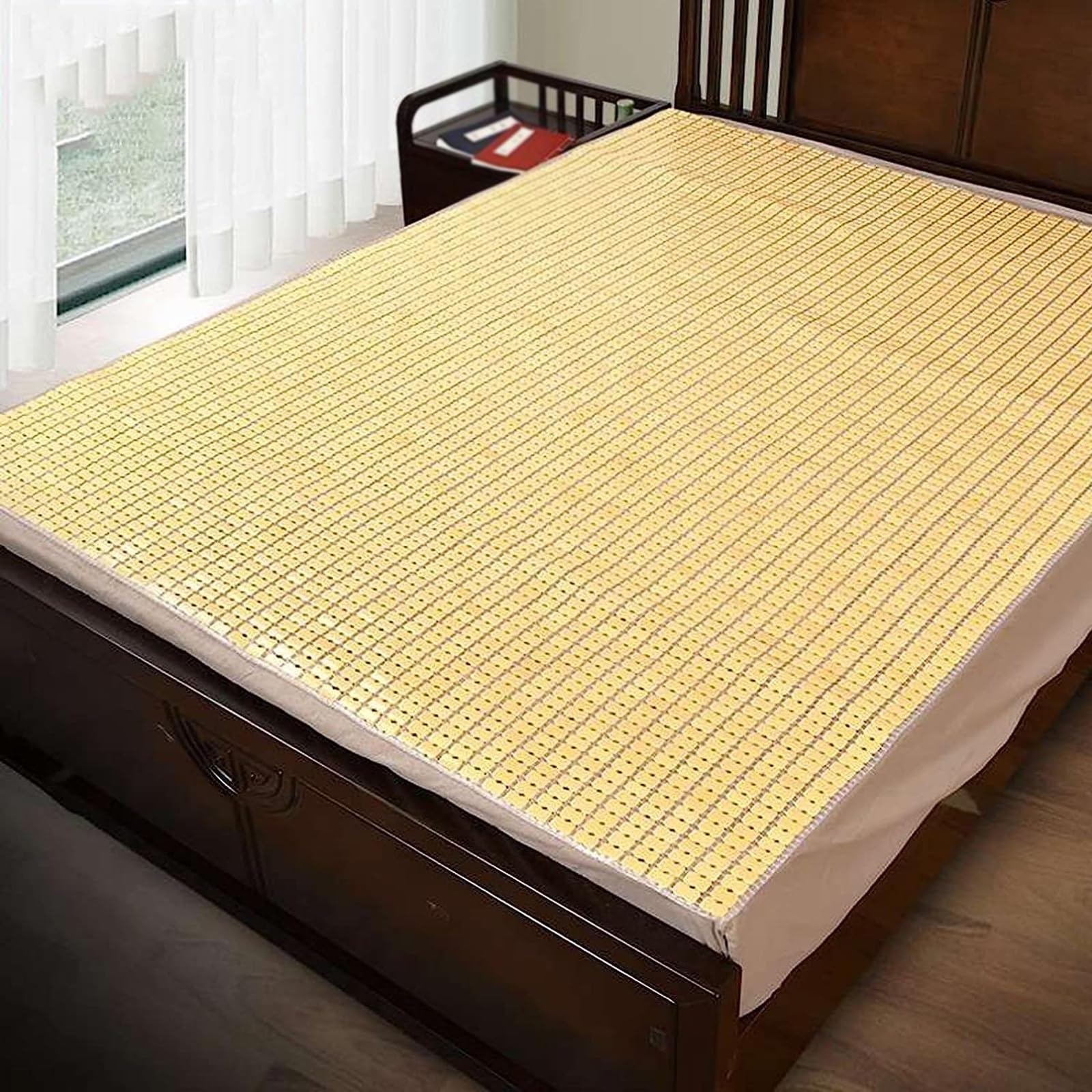 Colchoneta de bambú para Dormir de Verano,Colchoneta de Cama de bambú,Esterilla de Bambú de Mahjong Carbonizada,Estera del Amortiguador de Asiento de bambú,para Sofá,Cama,Silla (150x200cm)