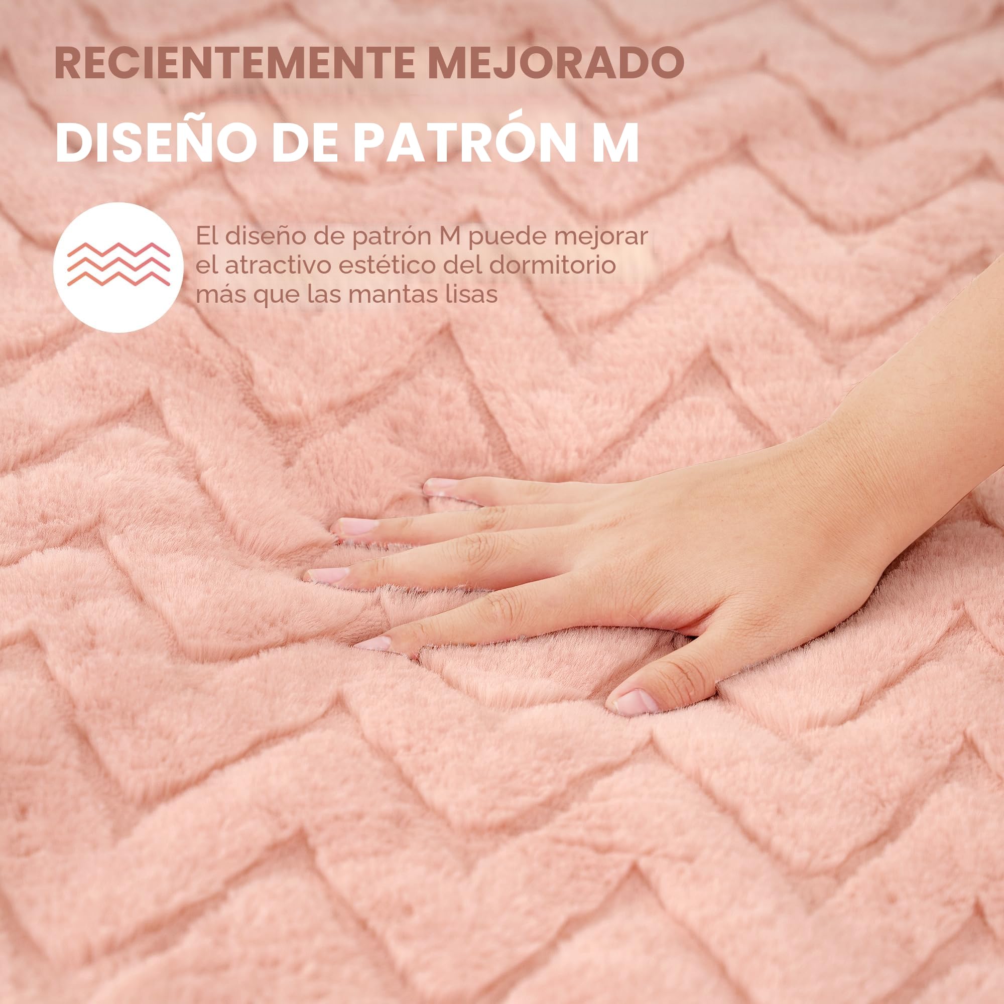 Manta Eléctrica 130x180 cm, Suave Vellón de Conejo y Sherpa, 4 Niveles de Temperatura y Apagado Automático 10H, Calor Corporal Completo, Lavable, para Sofá Cama Oficina (Rosa)