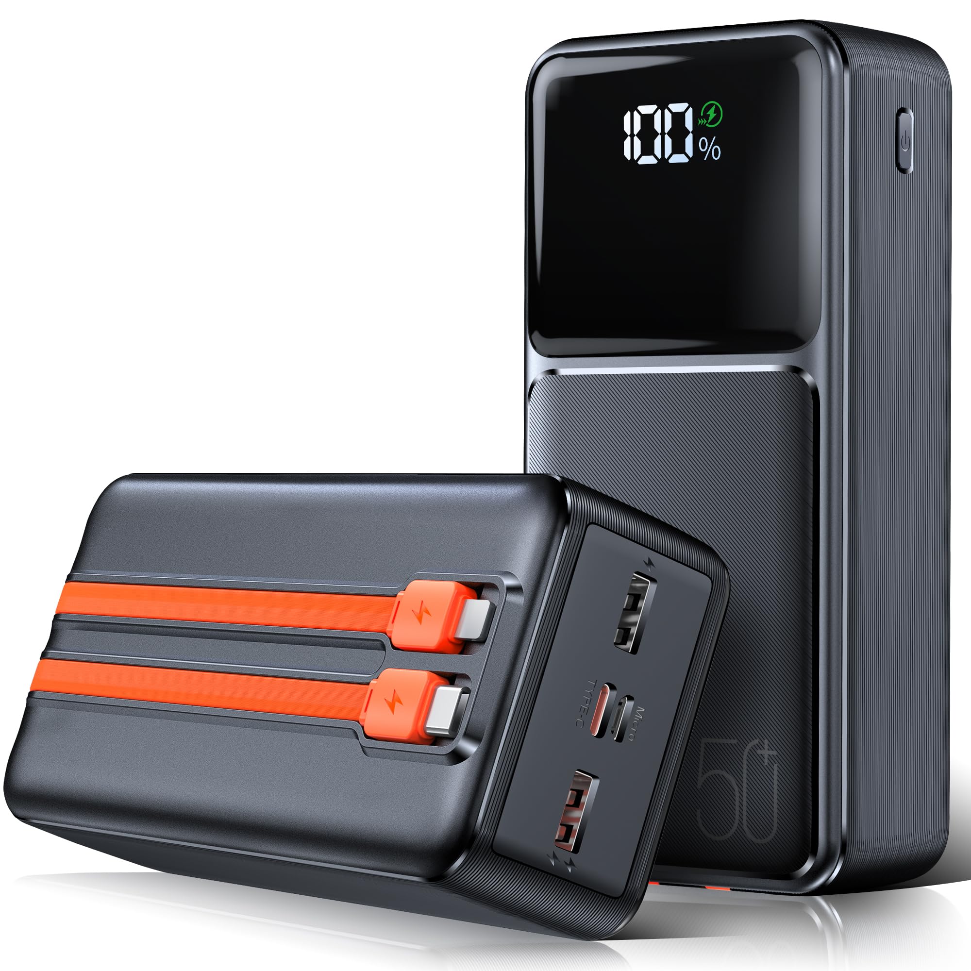 50000mAh Power Bank Funzione Di Ricarica Rapida Con Display A Led, Powerbank Qc 22,5 W/Usb C Pd20 W, Power Bank Portatile, 3 Ingressi E 3 Uscite Per Cellulare,Tablet,Viaggi,Campeggio,Pesca