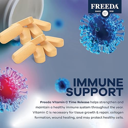 Miniatura 5 de FREEDA Vitamina C  Liberación programada de 1000 mg  Liberación lenta para apoyo inmunológico y antioxidante durante todo el día, suave para el